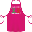 Player Two Wanted Funny Singles Day Gaming Cotton Apron 100% Organic Pink