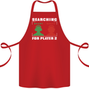 Player Two Wanted Funny Singles Day Gaming Cotton Apron 100% Organic Red