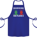 Player Two Wanted Funny Singles Day Gaming Cotton Apron 100% Organic Royal Blue