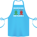 Player Two Wanted Funny Singles Day Gaming Cotton Apron 100% Organic Turquoise
