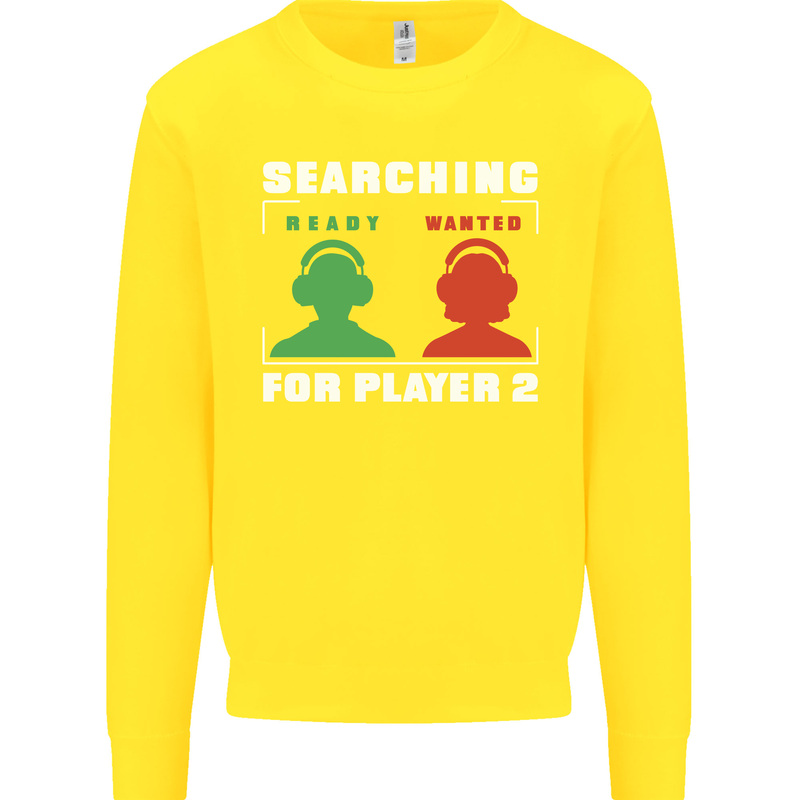 Player Two Wanted Funny Singles Day Gaming Kids Sweatshirt Jumper Yellow