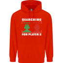Player Two Wanted Funny Singles Day Gaming Mens 80% Cotton Hoodie Bright Red