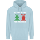 Player Two Wanted Funny Singles Day Gaming Mens 80% Cotton Hoodie Light Blue