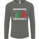 Player Two Wanted Funny Singles Day Gaming Mens Long Sleeve T-Shirt Charcoal