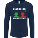 Player Two Wanted Funny Singles Day Gaming Mens Long Sleeve T-Shirt Navy Blue