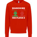 Player Two Wanted Funny Singles Day Gaming Mens Sweatshirt Jumper Bright Red