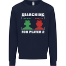 Player Two Wanted Funny Singles Day Gaming Mens Sweatshirt Jumper Navy Blue