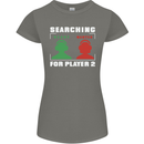 Player Two Wanted Funny Singles Day Gaming Womens Petite Cut T-Shirt Charcoal