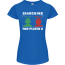 Player Two Wanted Funny Singles Day Gaming Womens Petite Cut T-Shirt Royal Blue