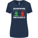 Player Two Wanted Funny Singles Day Gaming Womens Wider Cut T-Shirt Navy Blue