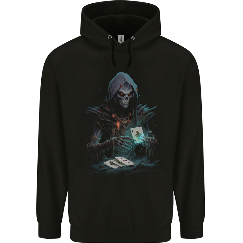 Playing Cards Grim Reaper Skull Mens 80% Cotton Hoodie Black