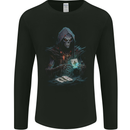 Playing Cards Grim Reaper Skull Mens Long Sleeve T-Shirt Black