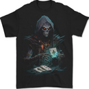 Playing Cards Grim Reaper Skull Mens T-Shirt 100% Cotton BLACK