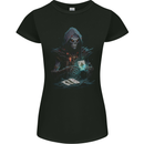 Playing Cards Grim Reaper Skull Womens Petite Cut T-Shirt Black