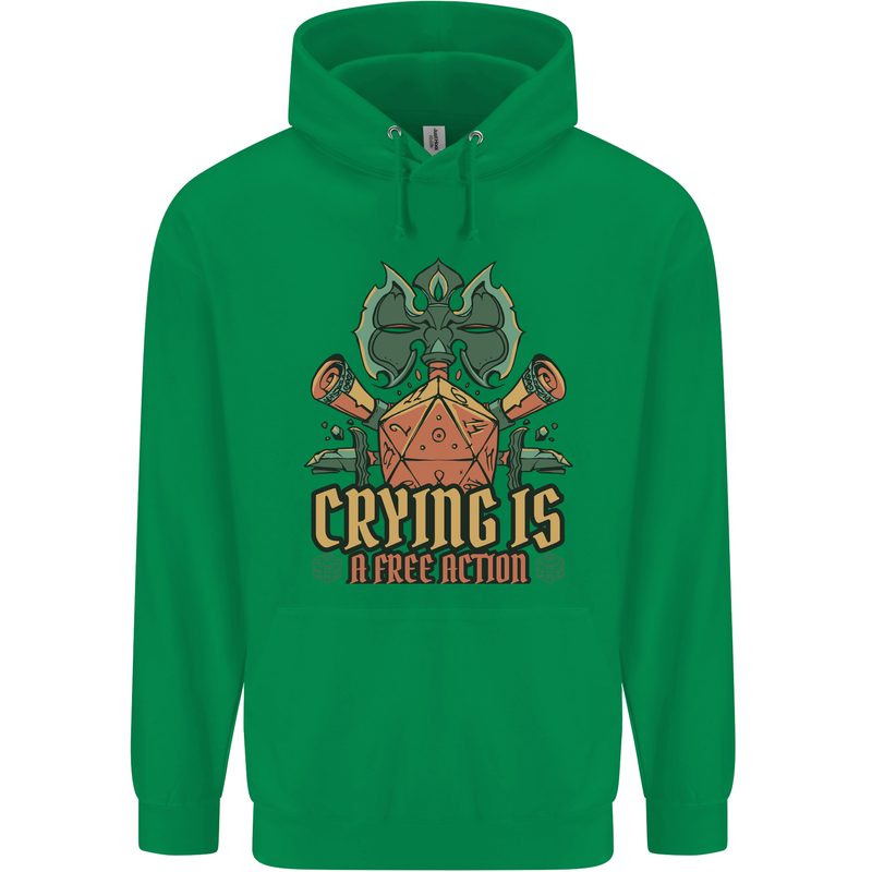 Playing Games RPG Role Crying Free Action Childrens Kids Hoodie Irish Green