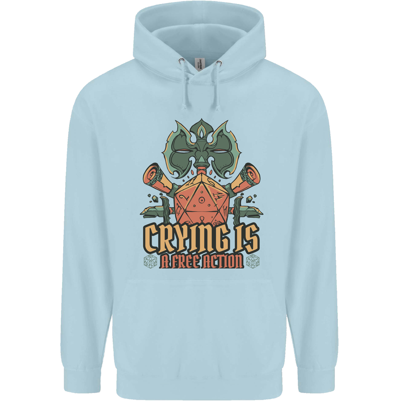 Playing Games RPG Role Crying Free Action Childrens Kids Hoodie Light Blue