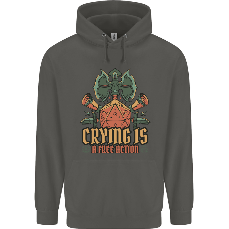Playing Games RPG Role Crying Free Action Childrens Kids Hoodie Storm Grey