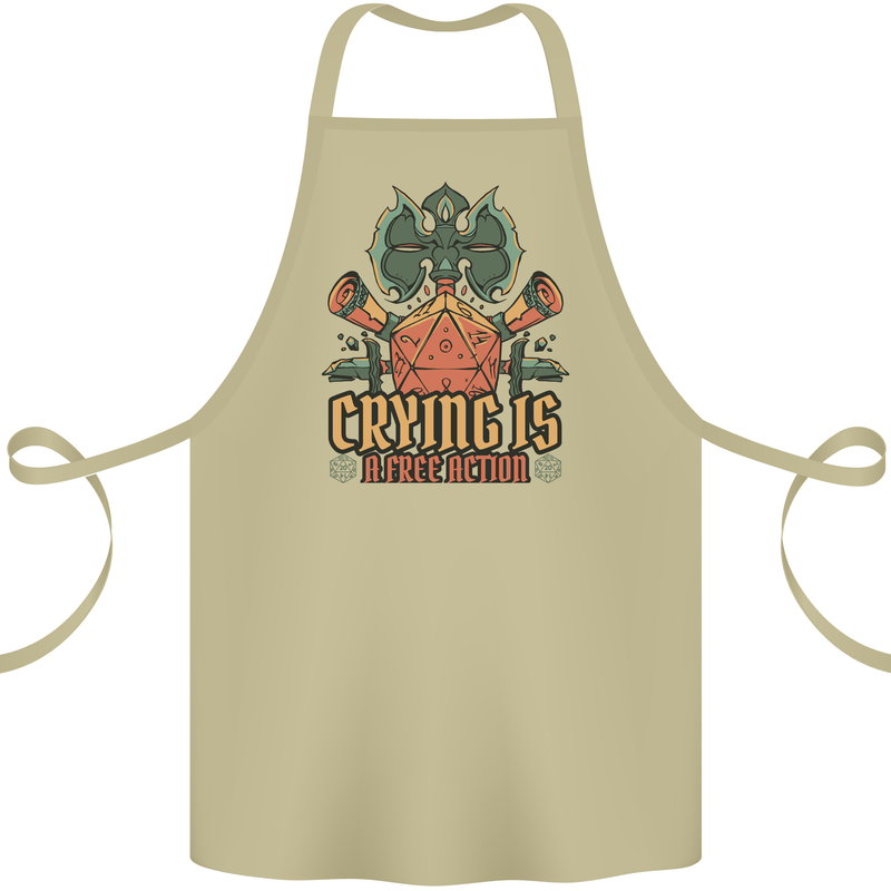 Playing Games RPG Role Crying Free Action Cotton Apron 100% Organic Khaki
