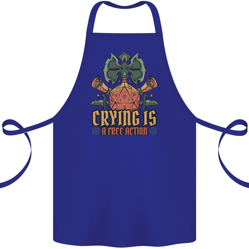 Playing Games RPG Role Crying Free Action Cotton Apron 100% Organic Royal Blue