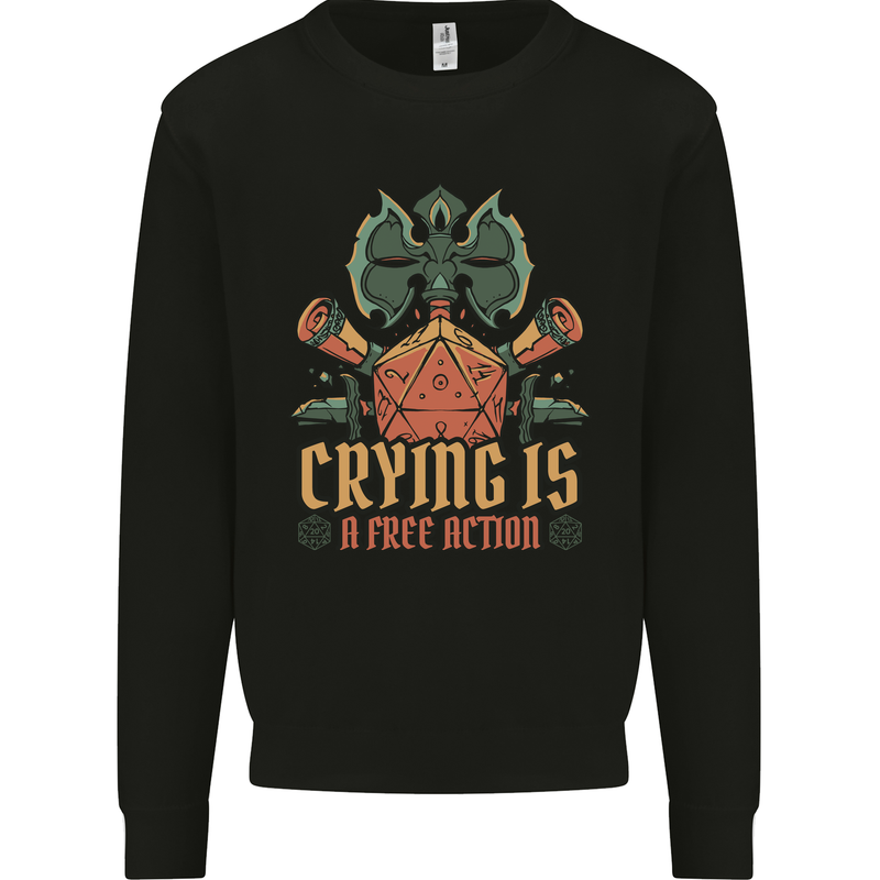 Playing Games RPG Role Crying Free Action Kids Sweatshirt Jumper Black