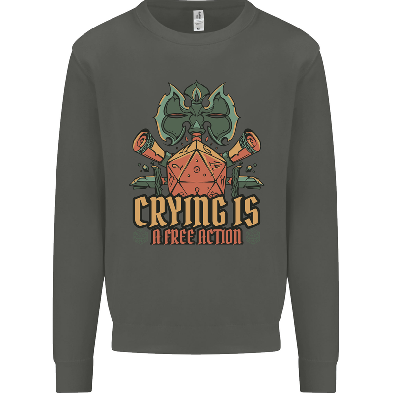 Playing Games RPG Role Crying Free Action Kids Sweatshirt Jumper Storm Grey