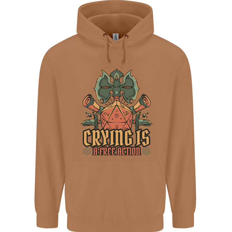 Playing Games RPG Role Crying Free Action Mens 80% Cotton Hoodie Caramel Latte