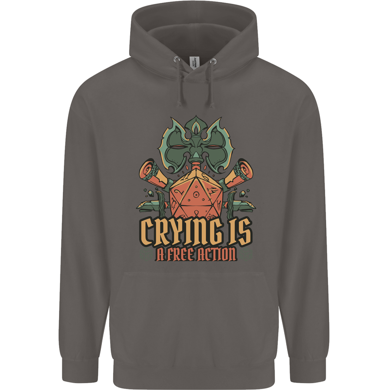 Playing Games RPG Role Crying Free Action Mens 80% Cotton Hoodie Charcoal