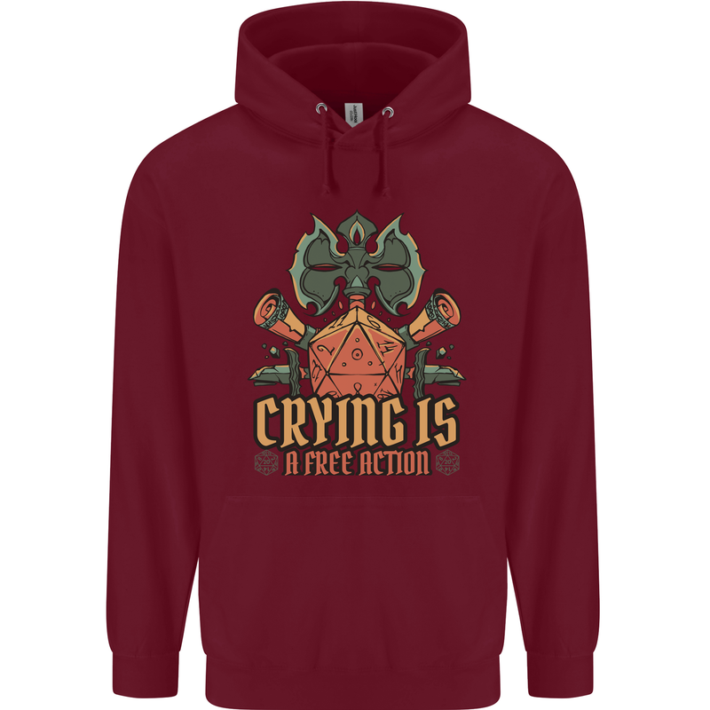 Playing Games RPG Role Crying Free Action Mens 80% Cotton Hoodie Maroon