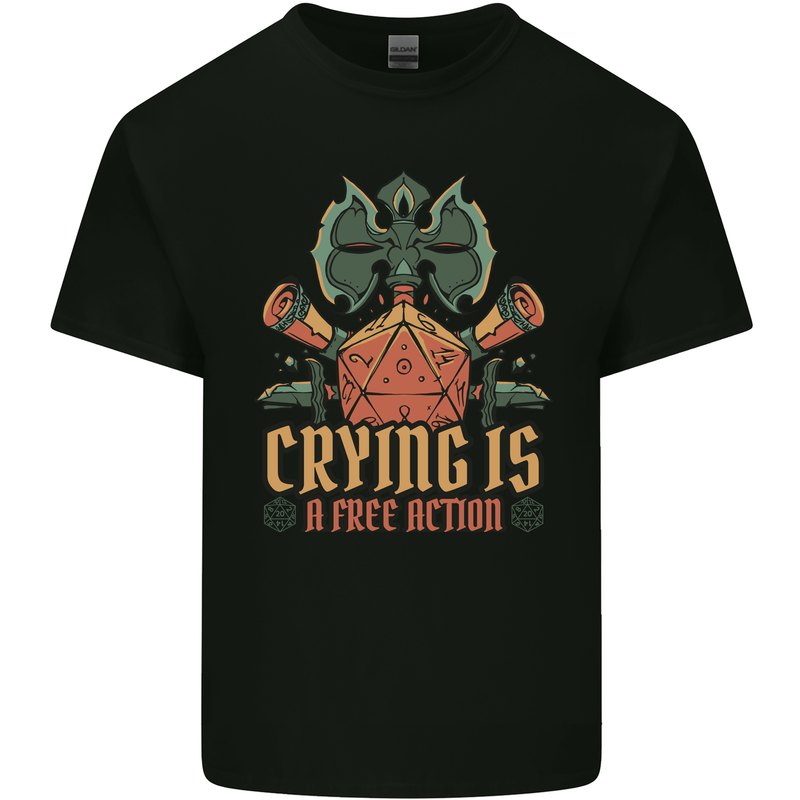 Playing Games RPG Role Crying Free Action Mens Cotton T-Shirt Tee Top Black