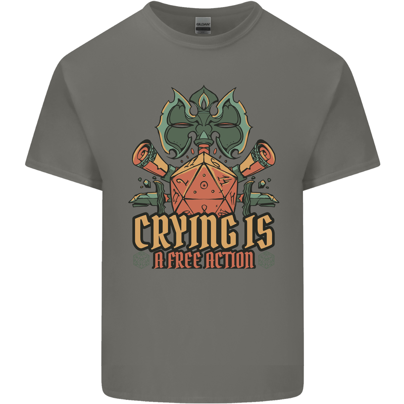 Playing Games RPG Role Crying Free Action Mens Cotton T-Shirt Tee Top Charcoal
