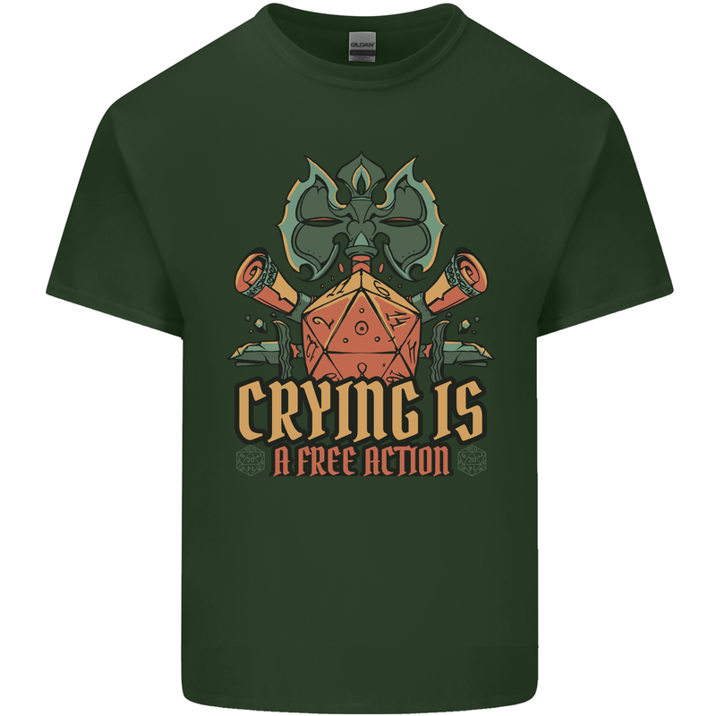 Playing Games RPG Role Crying Free Action Mens Cotton T-Shirt Tee Top Forest Green