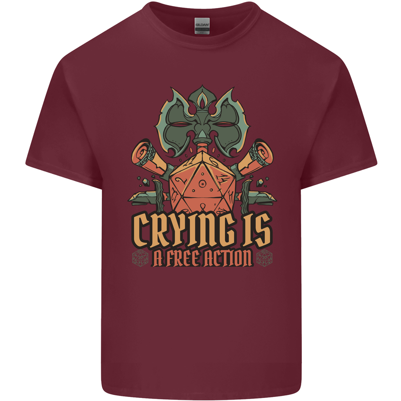 Playing Games RPG Role Crying Free Action Mens Cotton T-Shirt Tee Top Maroon