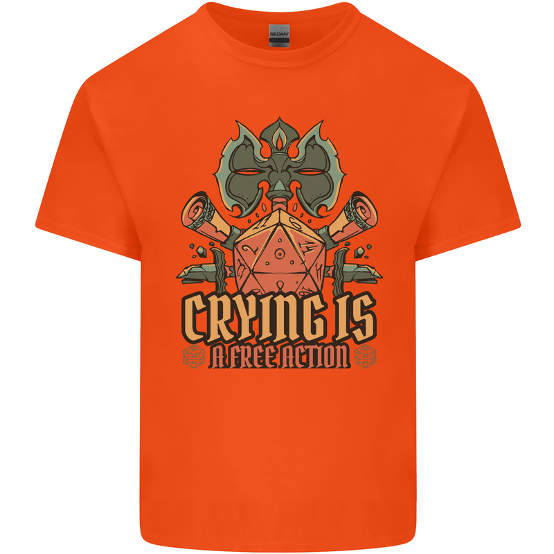 Playing Games RPG Role Crying Free Action Mens Cotton T-Shirt Tee Top Orange