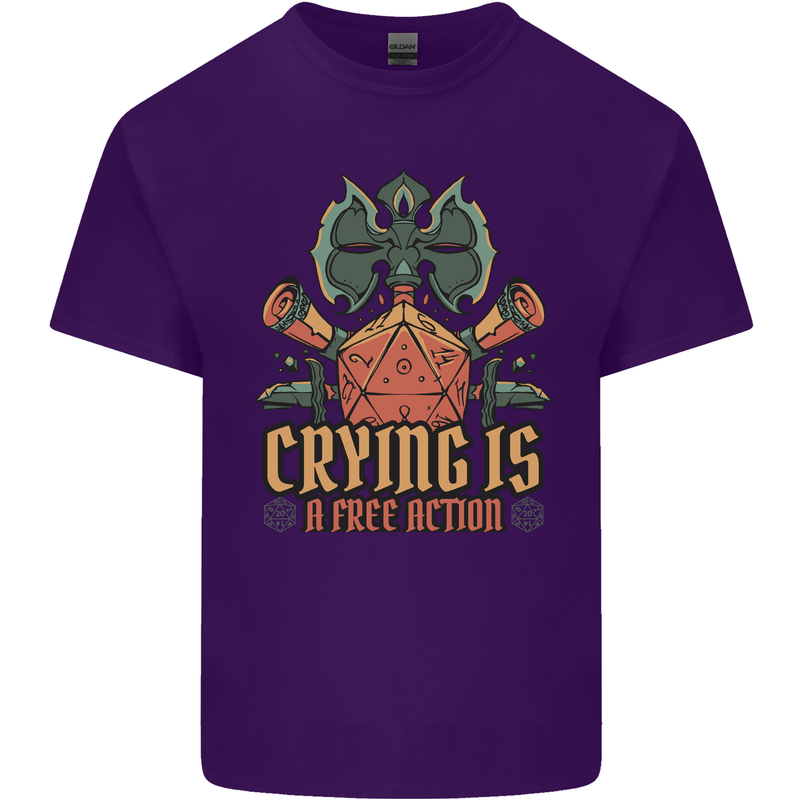 Playing Games RPG Role Crying Free Action Mens Cotton T-Shirt Tee Top Purple