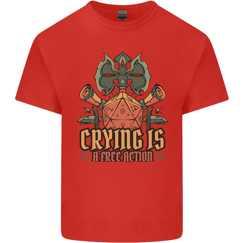 Playing Games RPG Role Crying Free Action Mens Cotton T-Shirt Tee Top Red