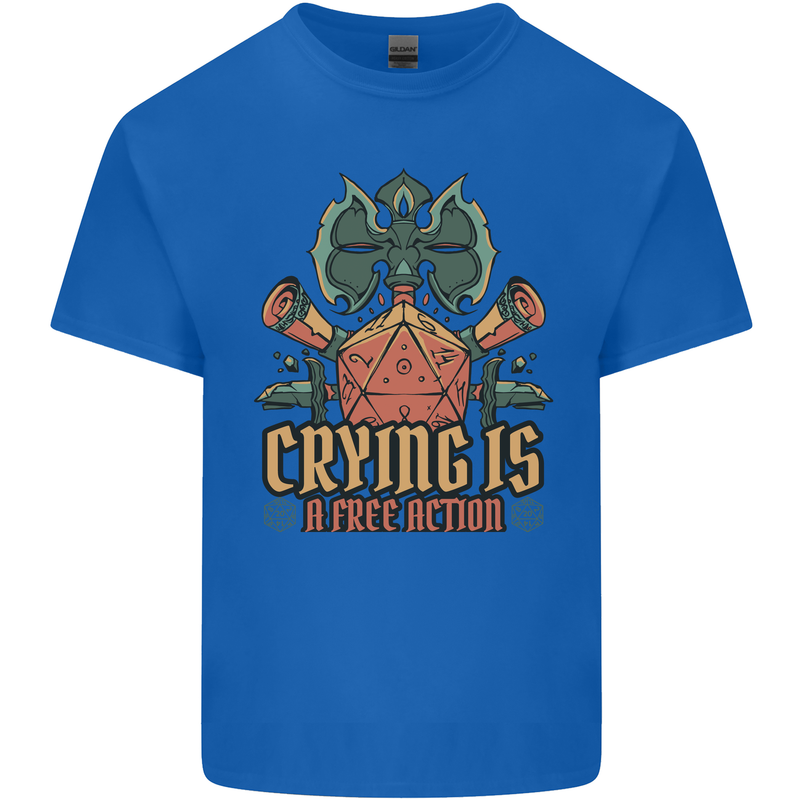 Playing Games RPG Role Crying Free Action Mens Cotton T-Shirt Tee Top Royal Blue
