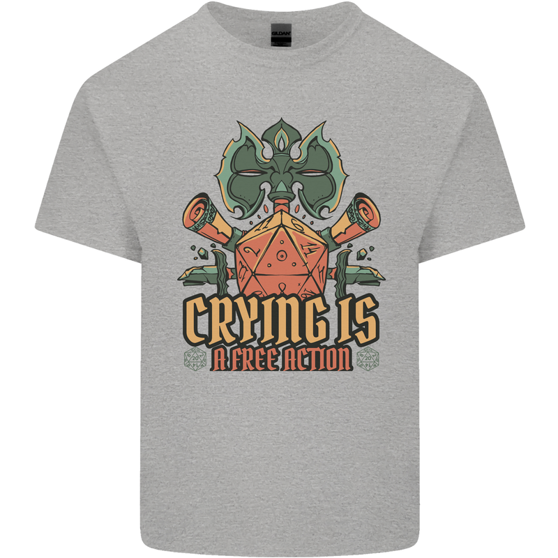 Playing Games RPG Role Crying Free Action Mens Cotton T-Shirt Tee Top Sports Grey