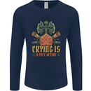 Playing Games RPG Role Crying Free Action Mens Long Sleeve T-Shirt Navy Blue