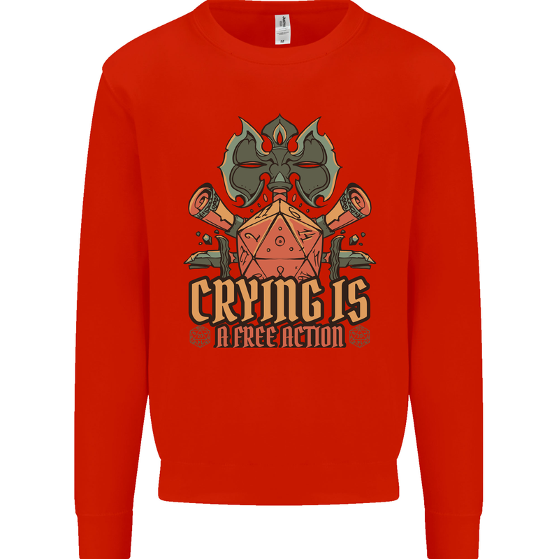 Playing Games RPG Role Crying Free Action Mens Sweatshirt Jumper Bright Red