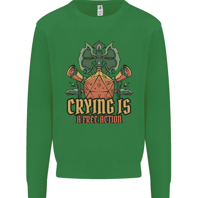 Playing Games RPG Role Crying Free Action Mens Sweatshirt Jumper Irish Green