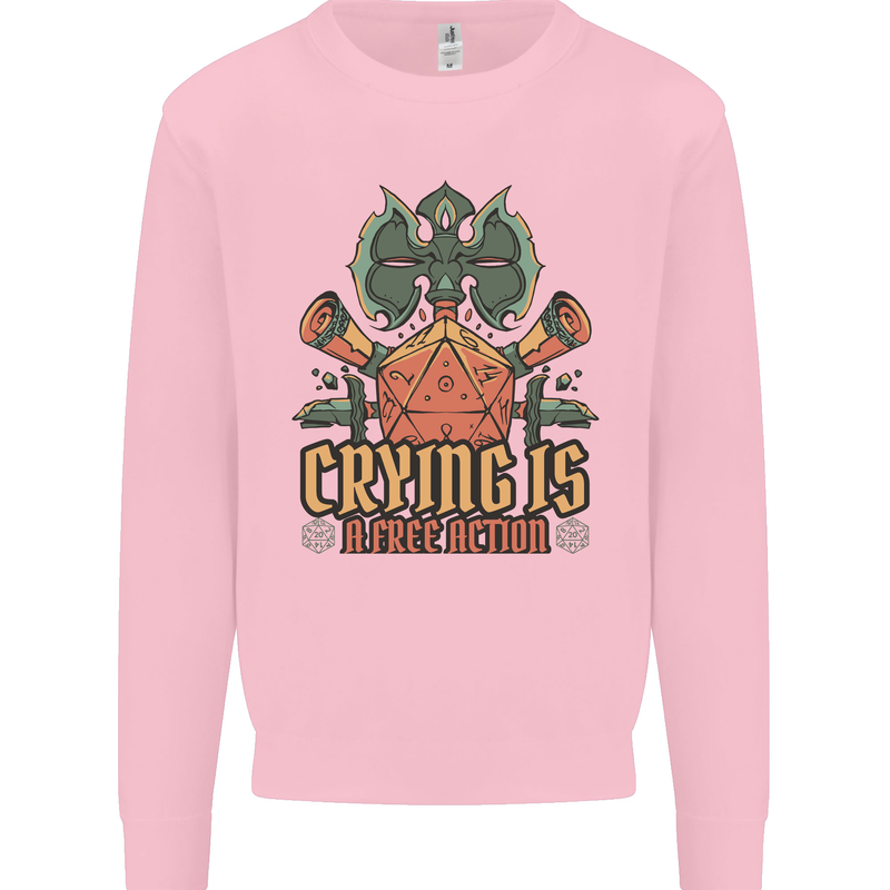 Playing Games RPG Role Crying Free Action Mens Sweatshirt Jumper Light Pink