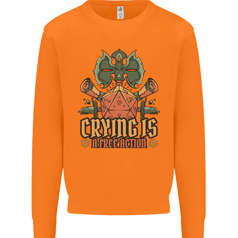 Playing Games RPG Role Crying Free Action Mens Sweatshirt Jumper Orange