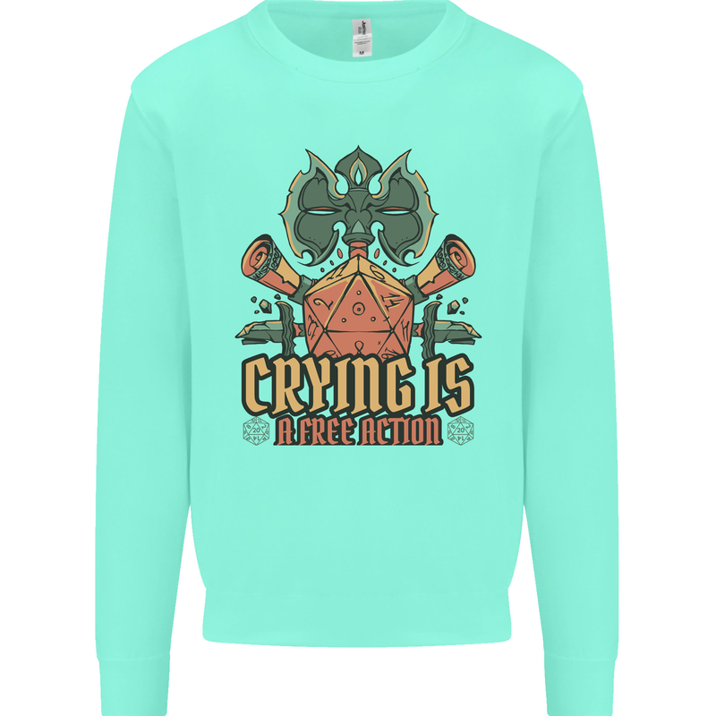 Playing Games RPG Role Crying Free Action Mens Sweatshirt Jumper Peppermint