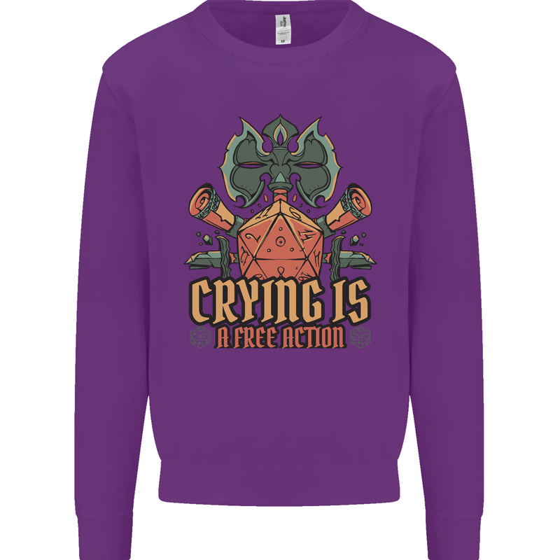 Playing Games RPG Role Crying Free Action Mens Sweatshirt Jumper Purple