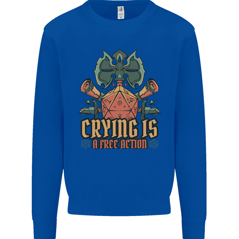 Playing Games RPG Role Crying Free Action Mens Sweatshirt Jumper Royal Blue