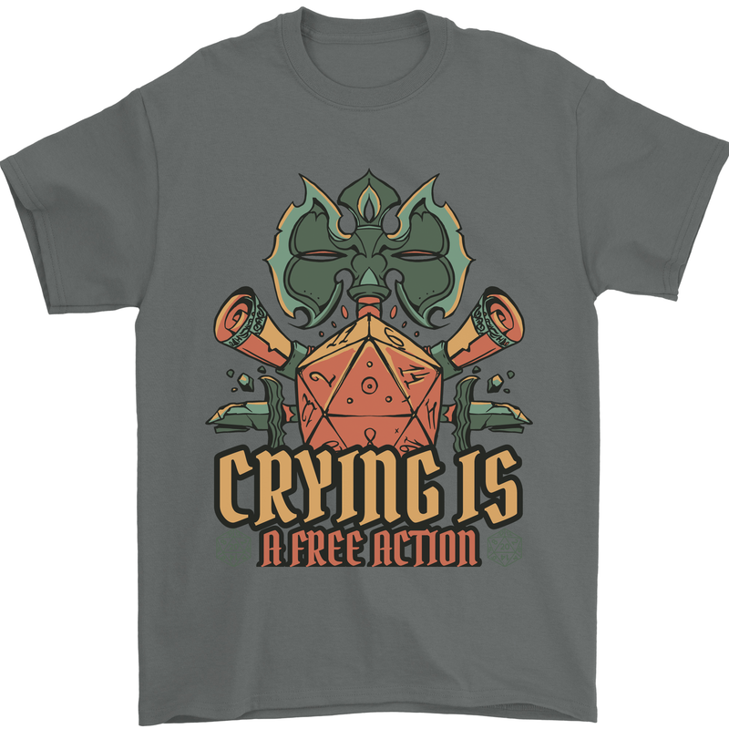 Playing Games RPG Role Crying Free Action Mens T-Shirt 100% Cotton Charcoal