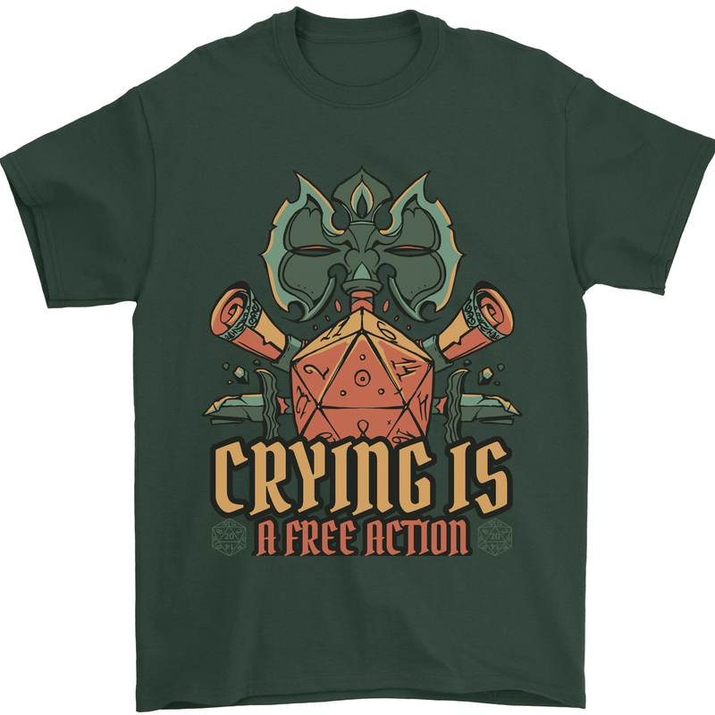 Playing Games RPG Role Crying Free Action Mens T-Shirt 100% Cotton Forest Green