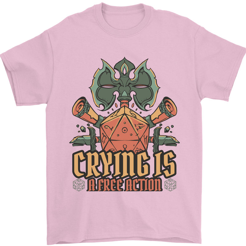 Playing Games RPG Role Crying Free Action Mens T-Shirt 100% Cotton Light Pink