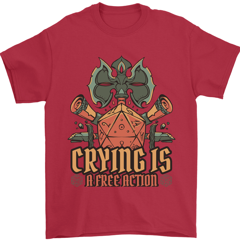 Playing Games RPG Role Crying Free Action Mens T-Shirt 100% Cotton Red