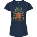 Playing Games RPG Role Crying Free Action Womens Petite Cut T-Shirt Navy Blue